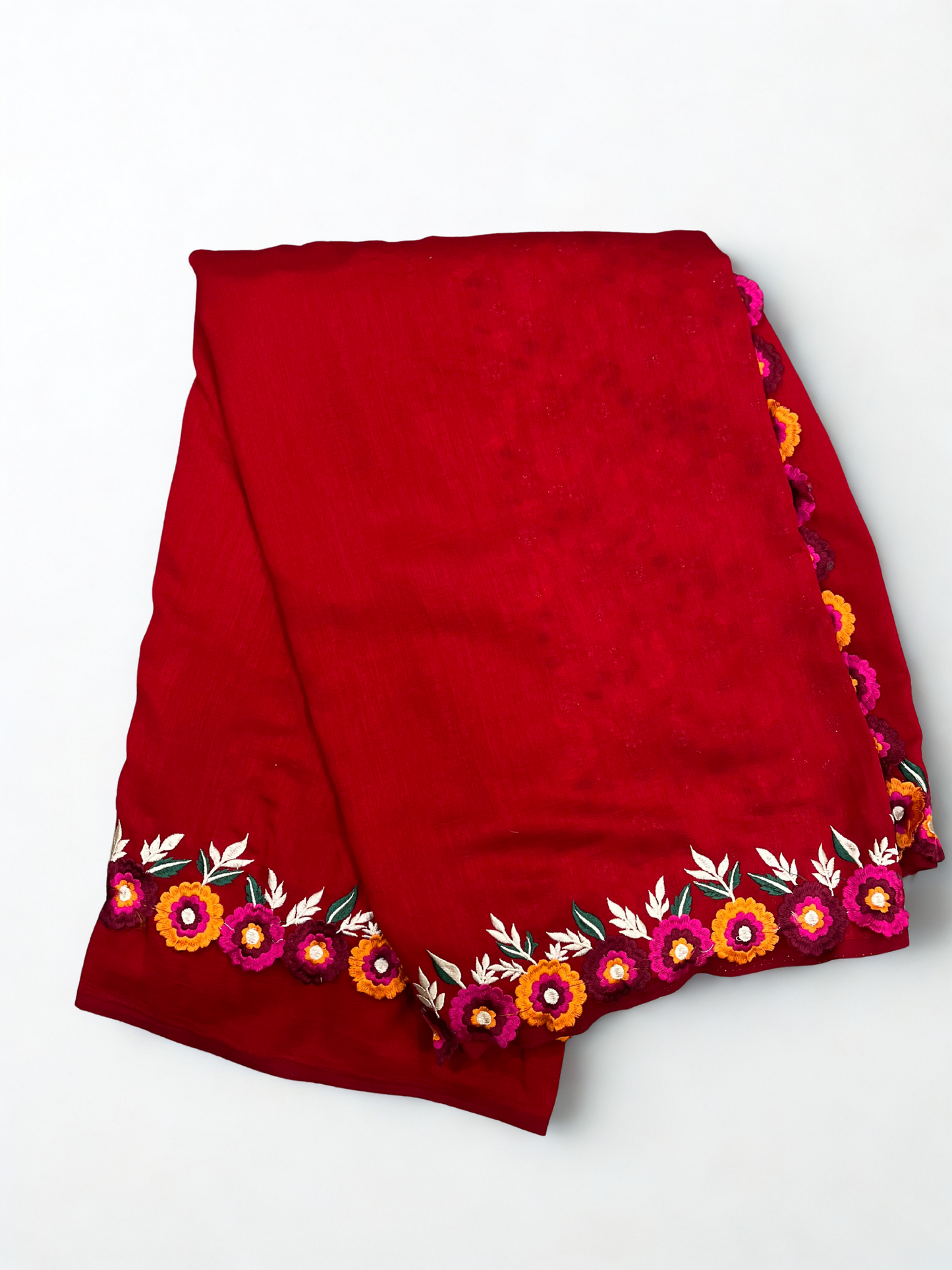Vibrant Vichitra Silk Saree with Thread Work Border & Blouse
