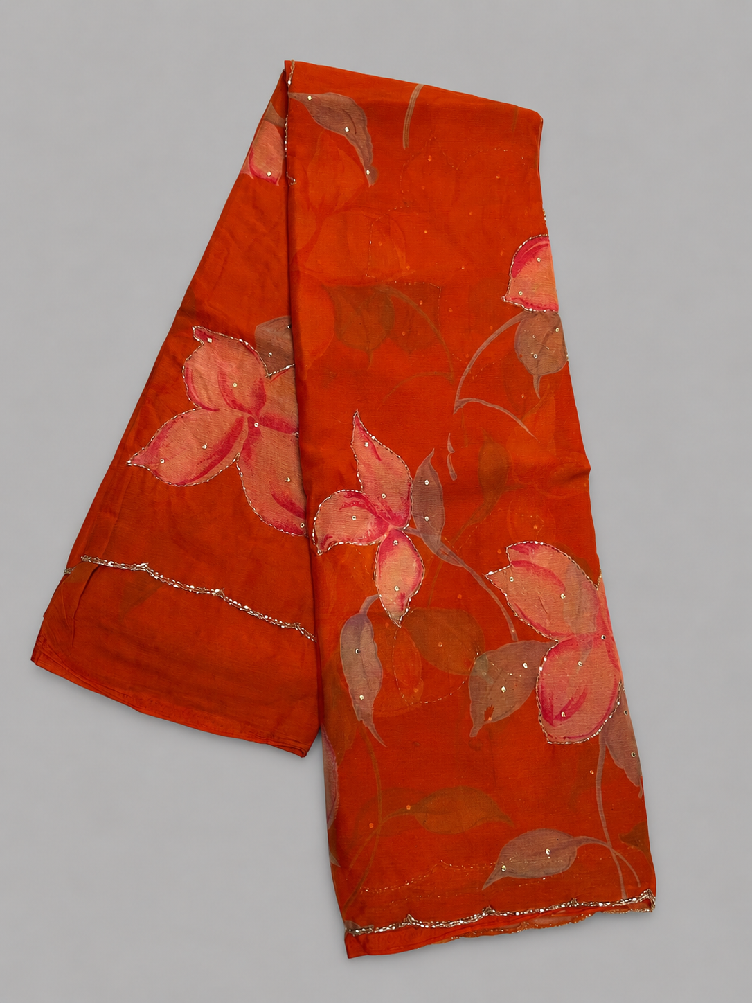 Chiffon with Cut Dana Work & Digital Floral Motifs
