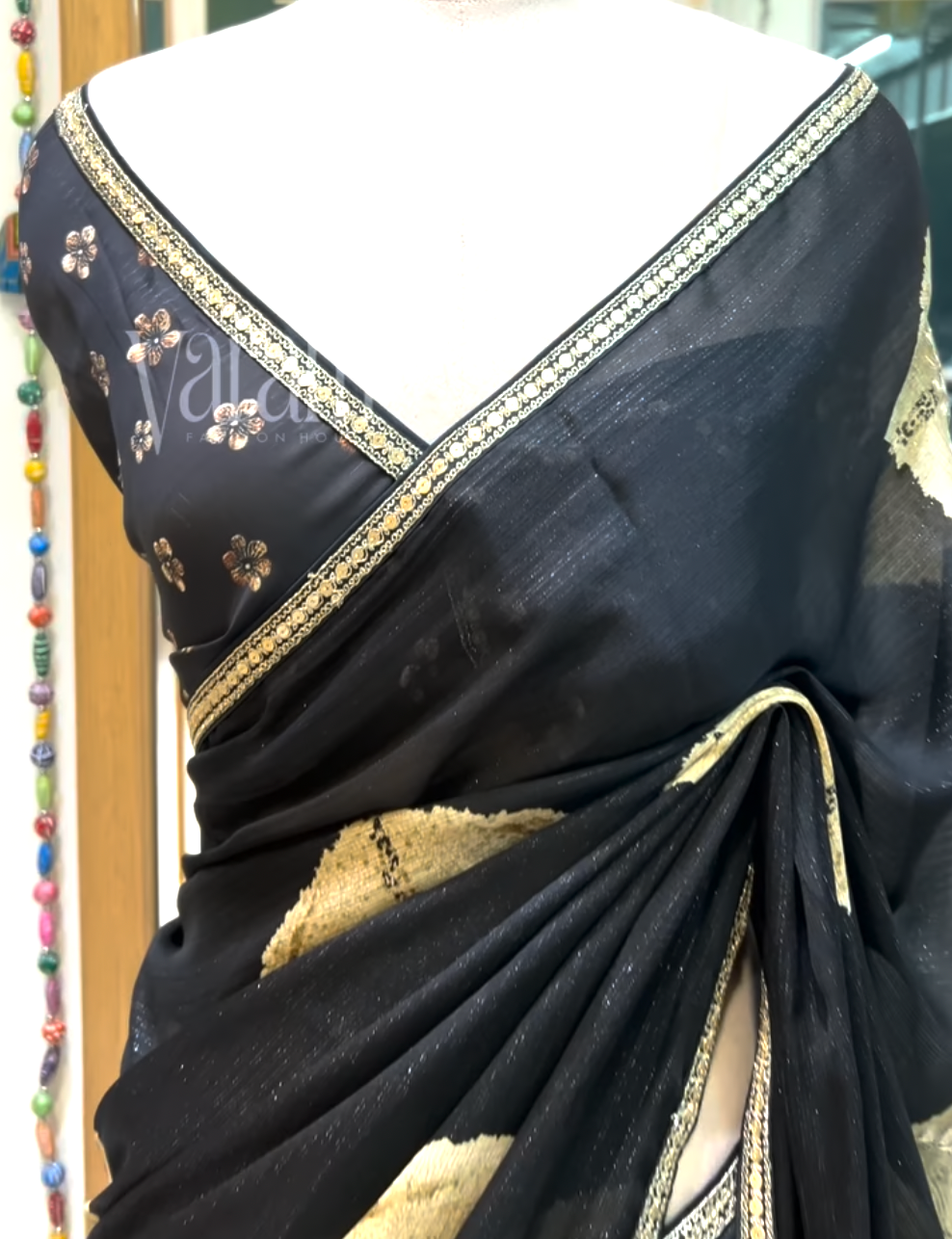 Chiffon Saree with Golden Thread Gotapatthi Embroidery