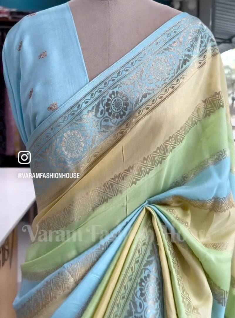 Vibrant Elegance in Katan Silk Saree