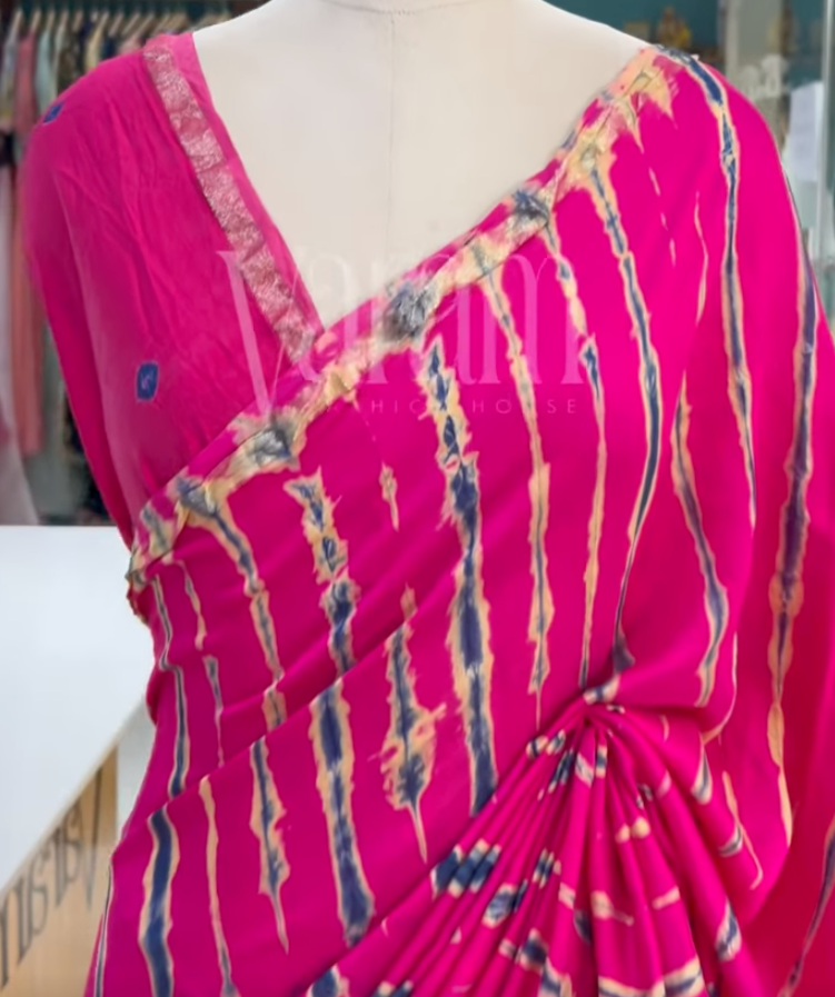 Shibori Charm in Chanderi Silk Cotton with Hand Kutch Embroidery