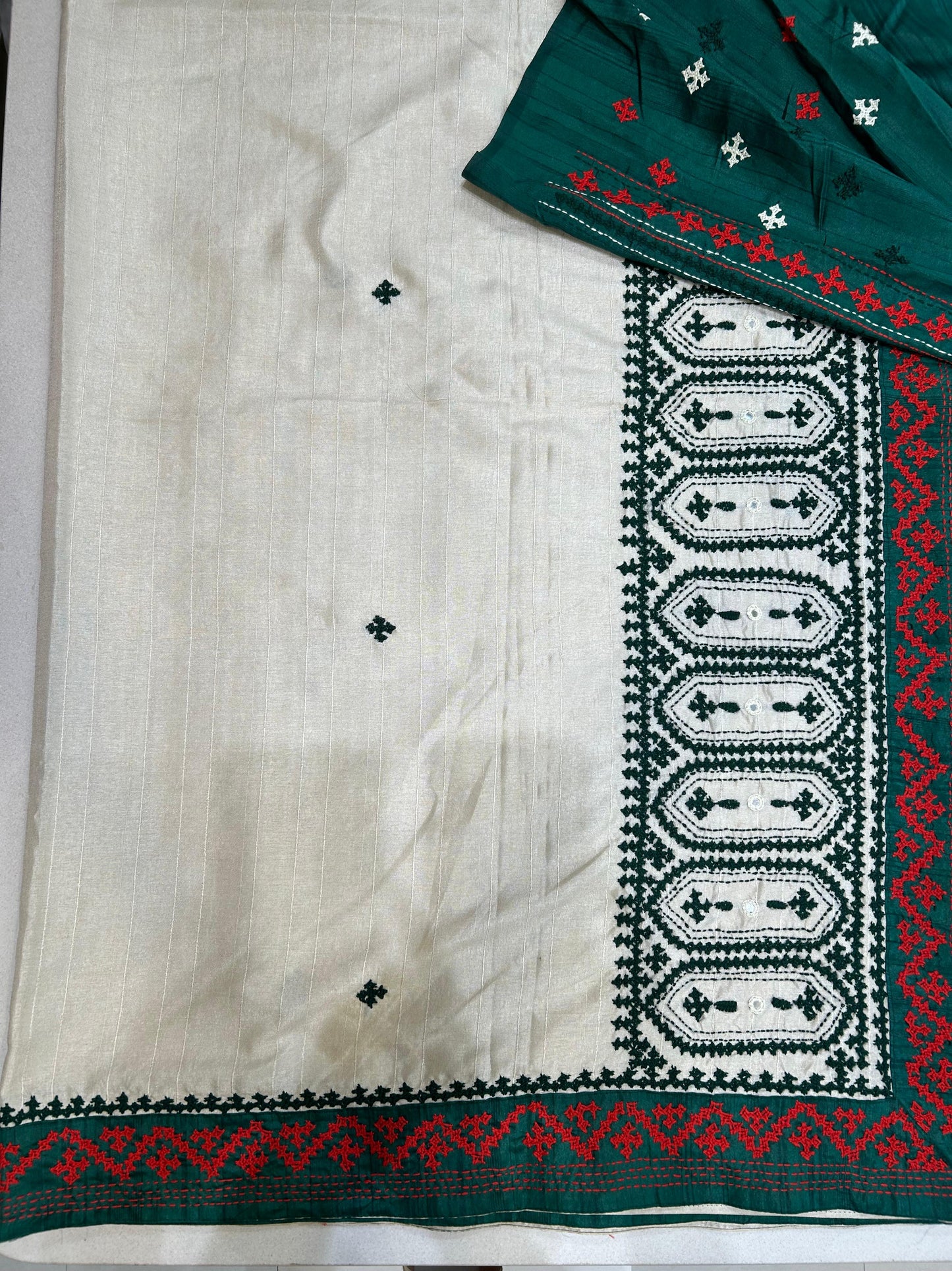 Art Silk with Kutch Work Pallu & Border