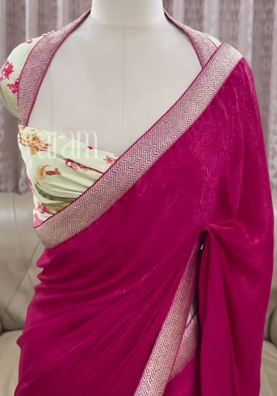 Premium Georgette Saree with Chevron Zari Border for Festive & Party Wear