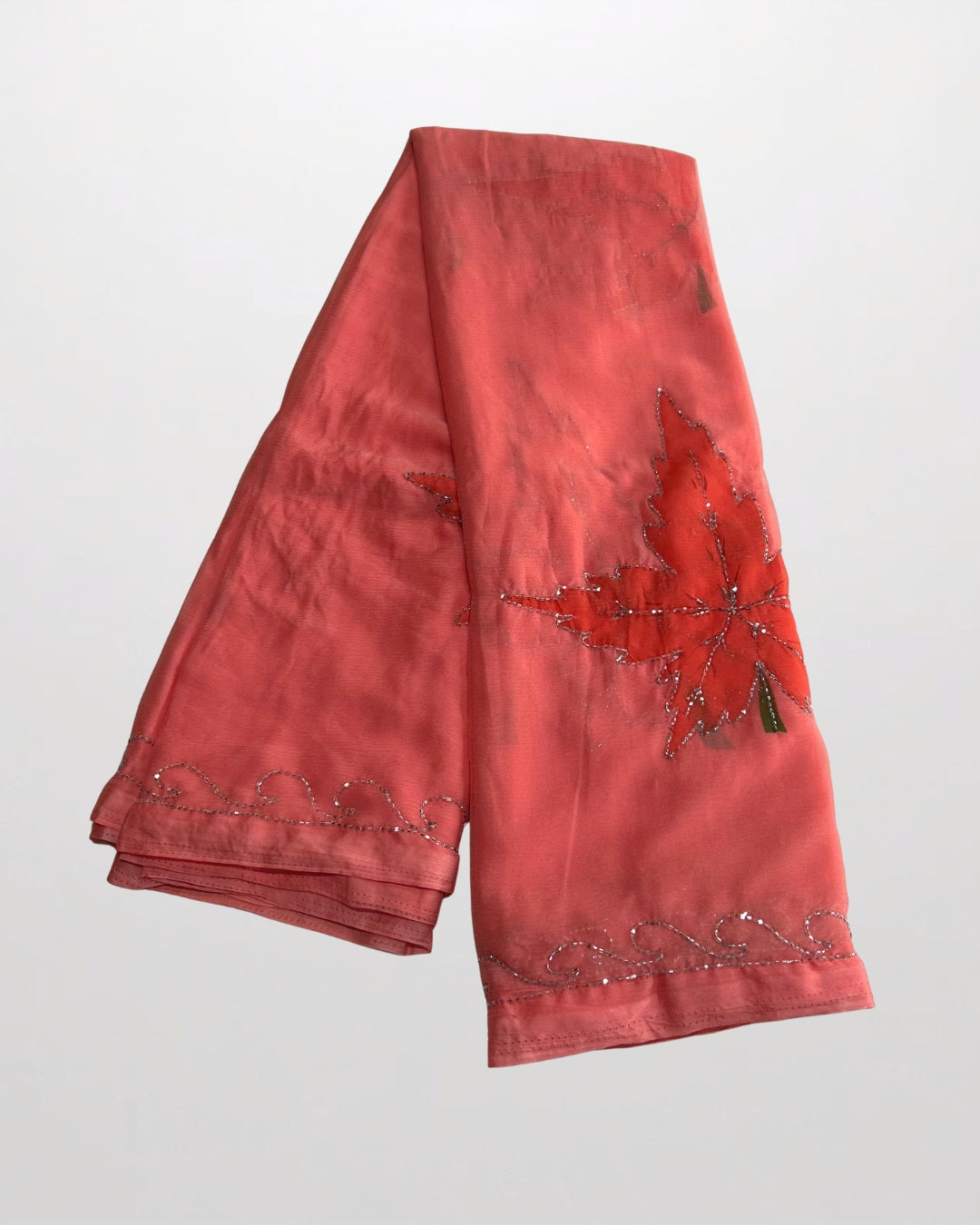 Maple Drift: Lightweight Chiffon Cut Dana Maple Leaf Saree