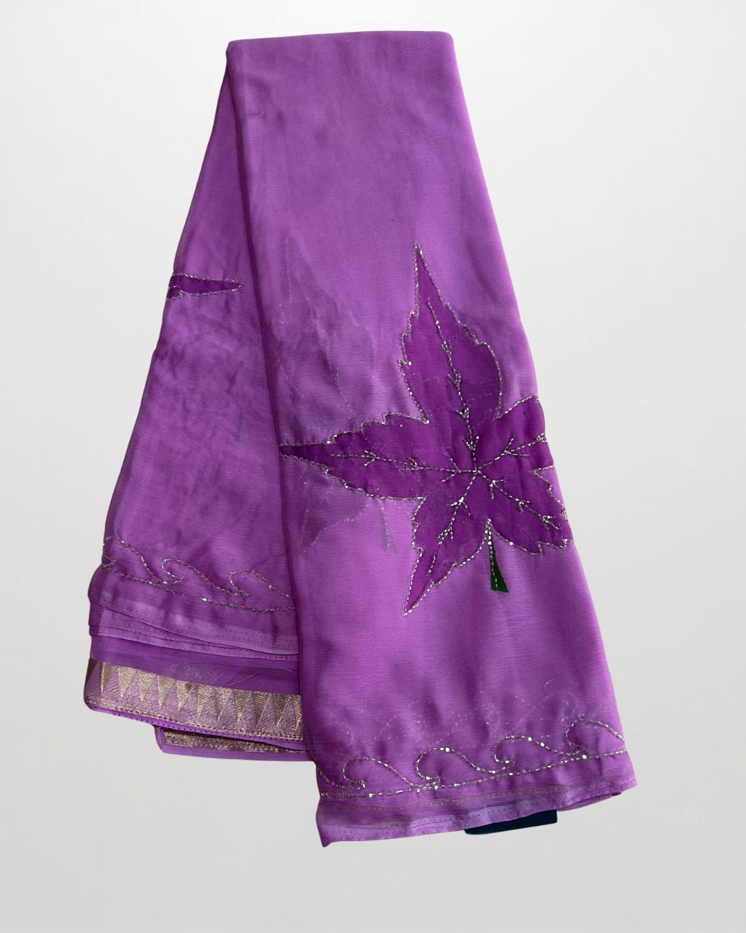 Maple Drift: Lightweight Chiffon Cut Dana Maple Leaf Saree