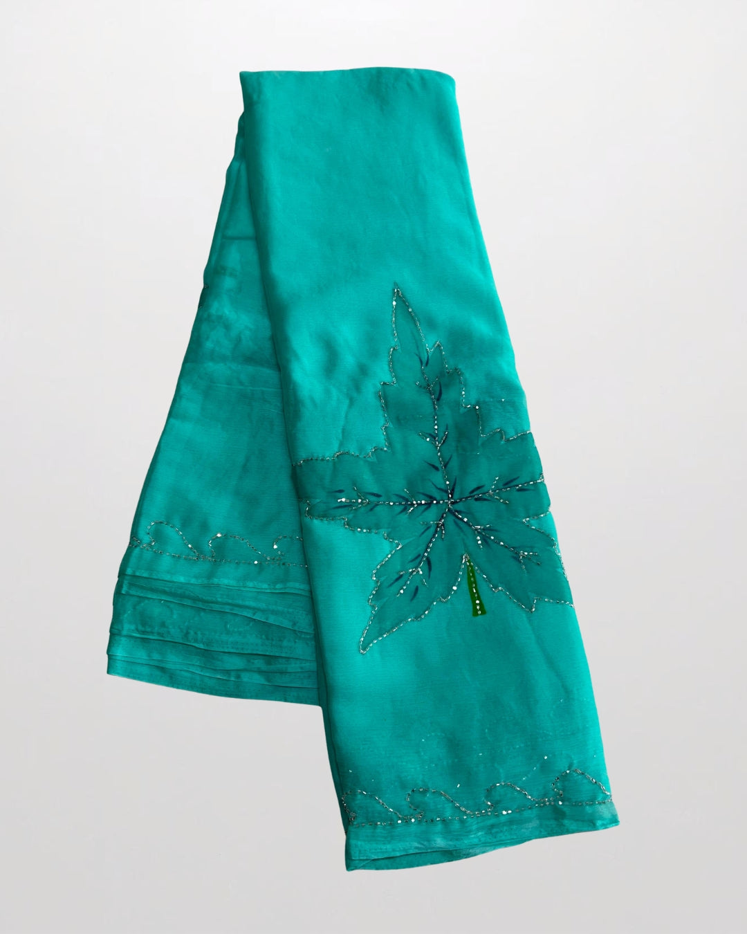 Maple Drift: Lightweight Chiffon Cut Dana Maple Leaf Saree