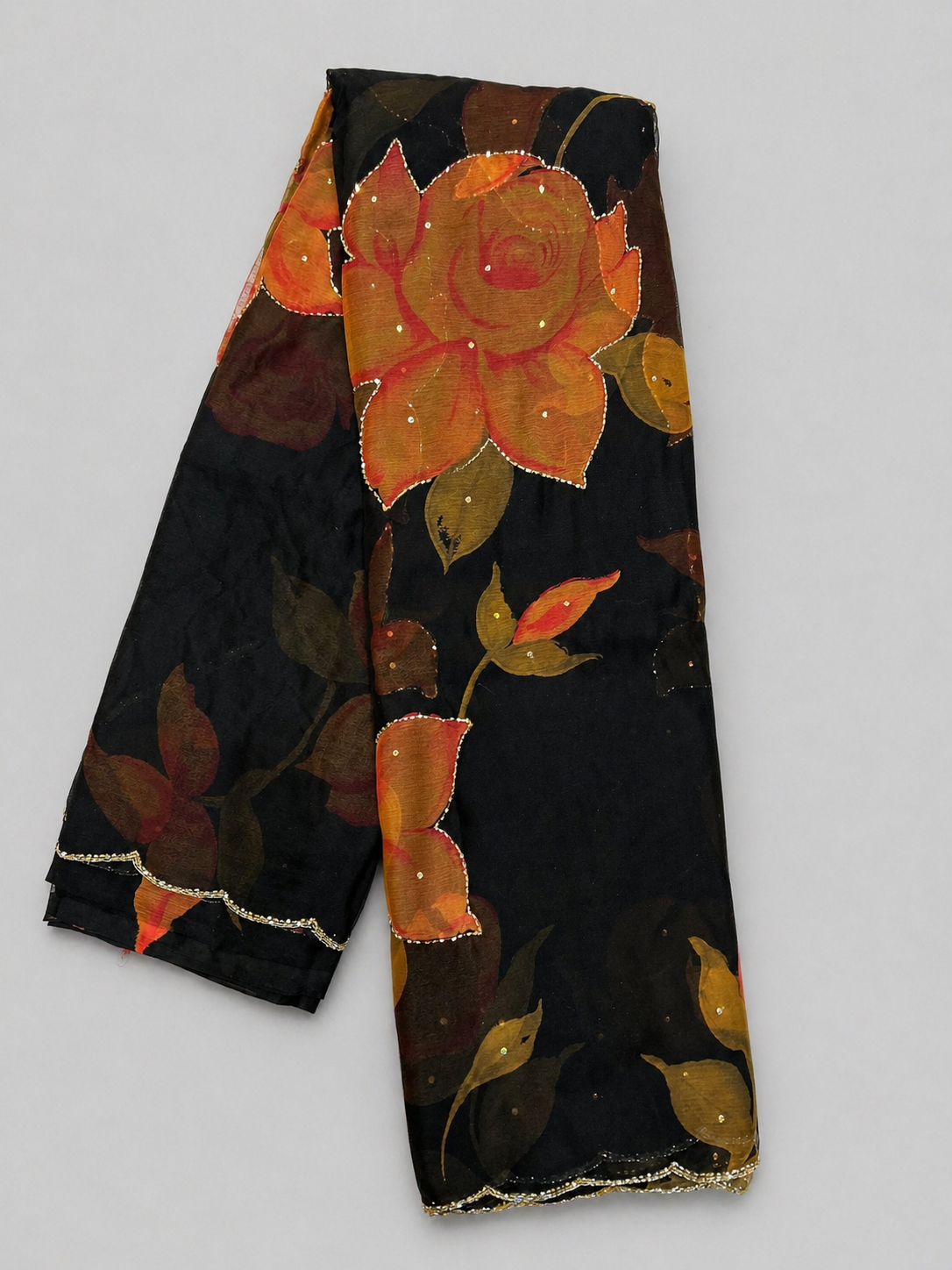 Chiffon with Cut Dana Work & Digital Floral Motifs