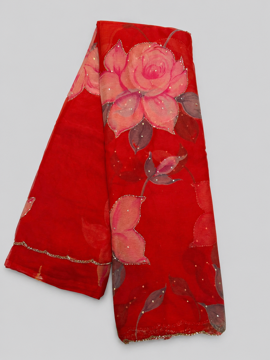 Chiffon with Cut Dana Work & Digital Floral Motifs