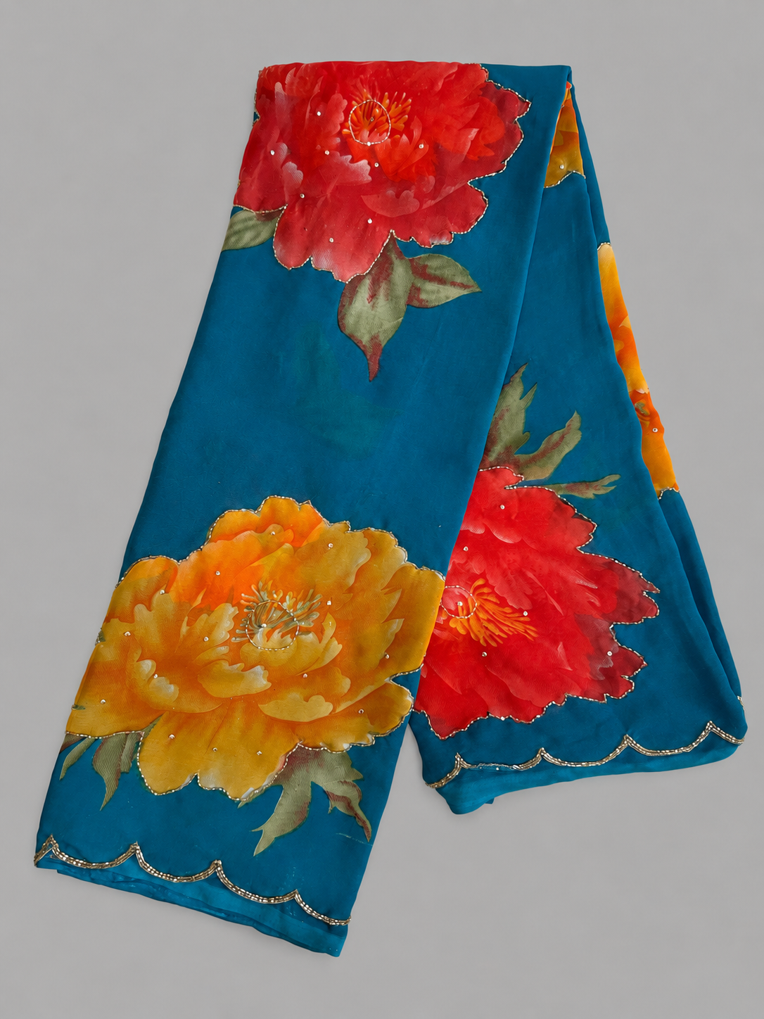Georgette Cut Dana Floral Saree