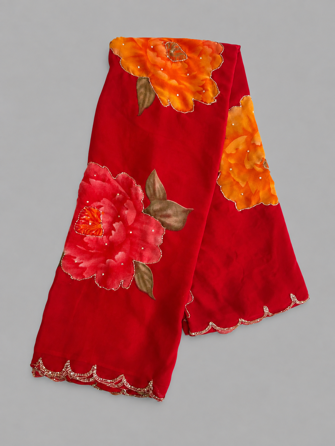Georgette Cut Dana Floral Saree