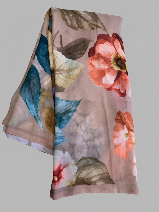 Georgette Saree with Large-Scale Watercolour Floral Digital Print