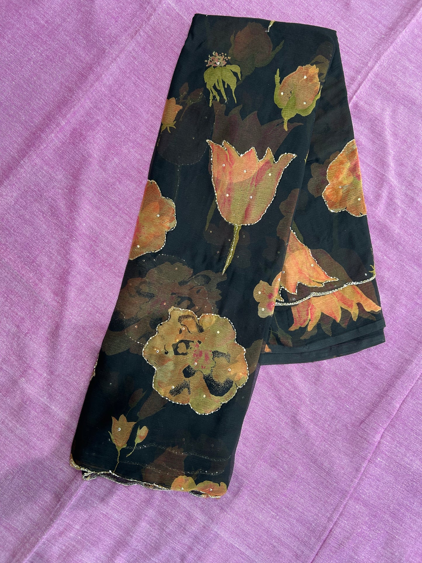 Ethereal Bloom Lightweight Chiffon Saree with Cut Dana & Scallop Work