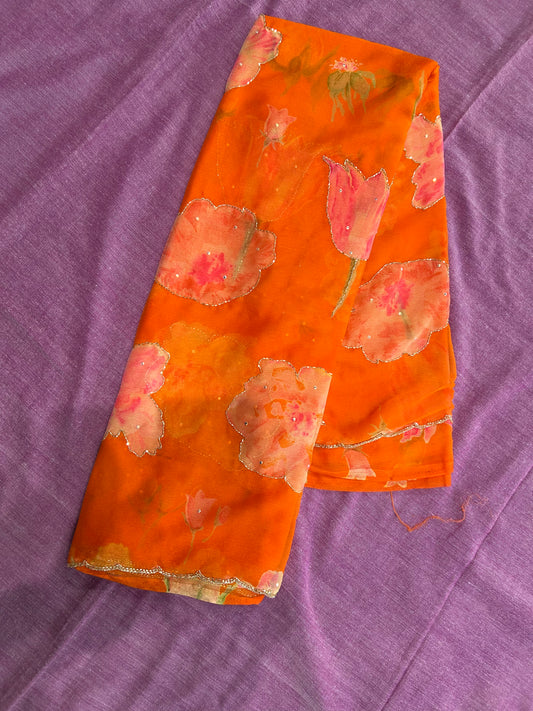 Ethereal Bloom Lightweight Chiffon Saree with Cut Dana & Scallop Work