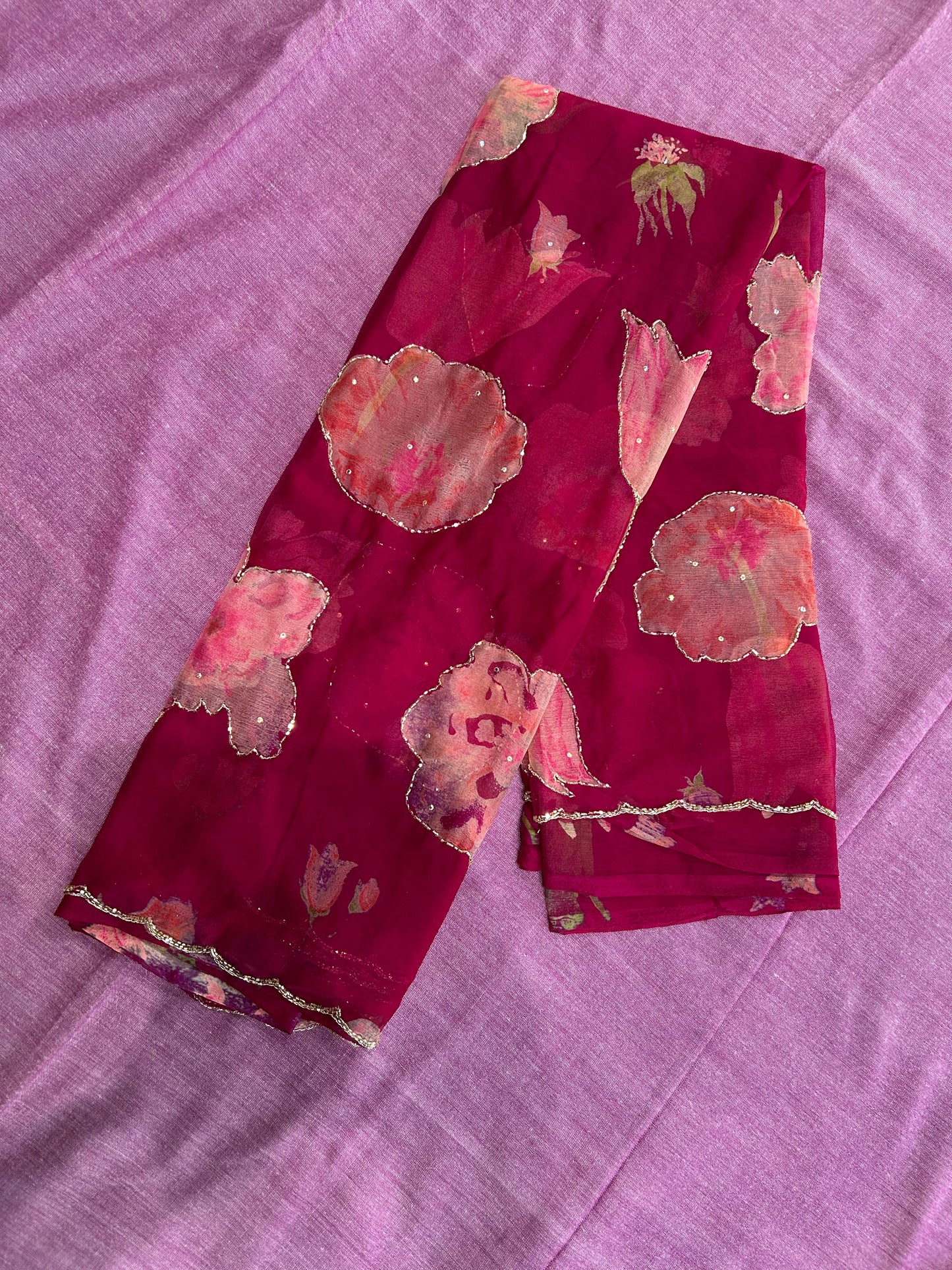 Ethereal Bloom Lightweight Chiffon Saree with Cut Dana & Scallop Work