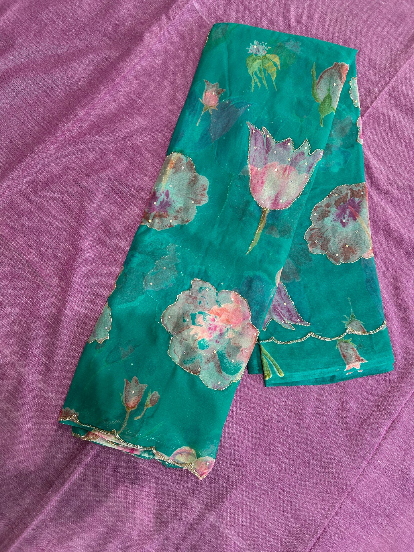 Ethereal Bloom Lightweight Chiffon Saree with Cut Dana & Scallop Work