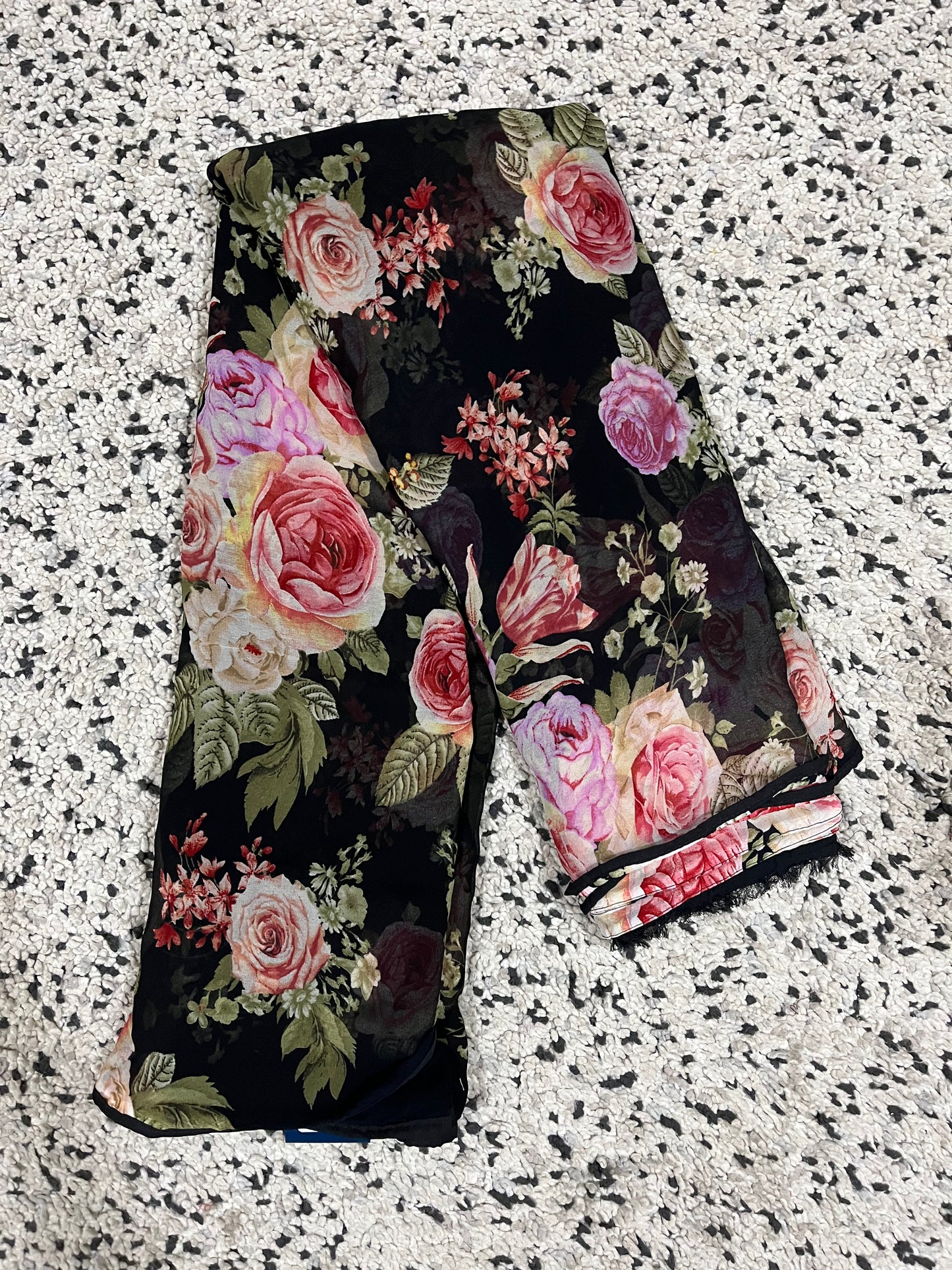 Midnight Bloom Georgette Saree