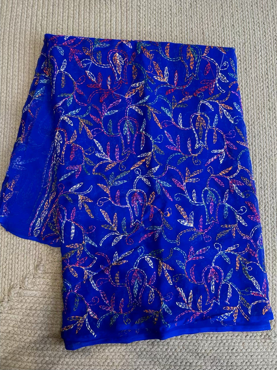 Georgette Chikankari Saree with Dense Leaf Vine Embroidery