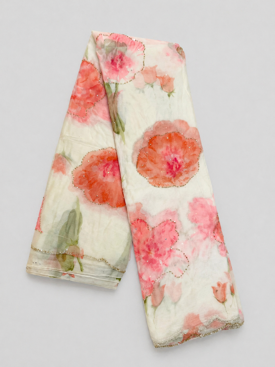 Ethereal Bloom Lightweight Chiffon Saree with Cut Dana & Scallop Work