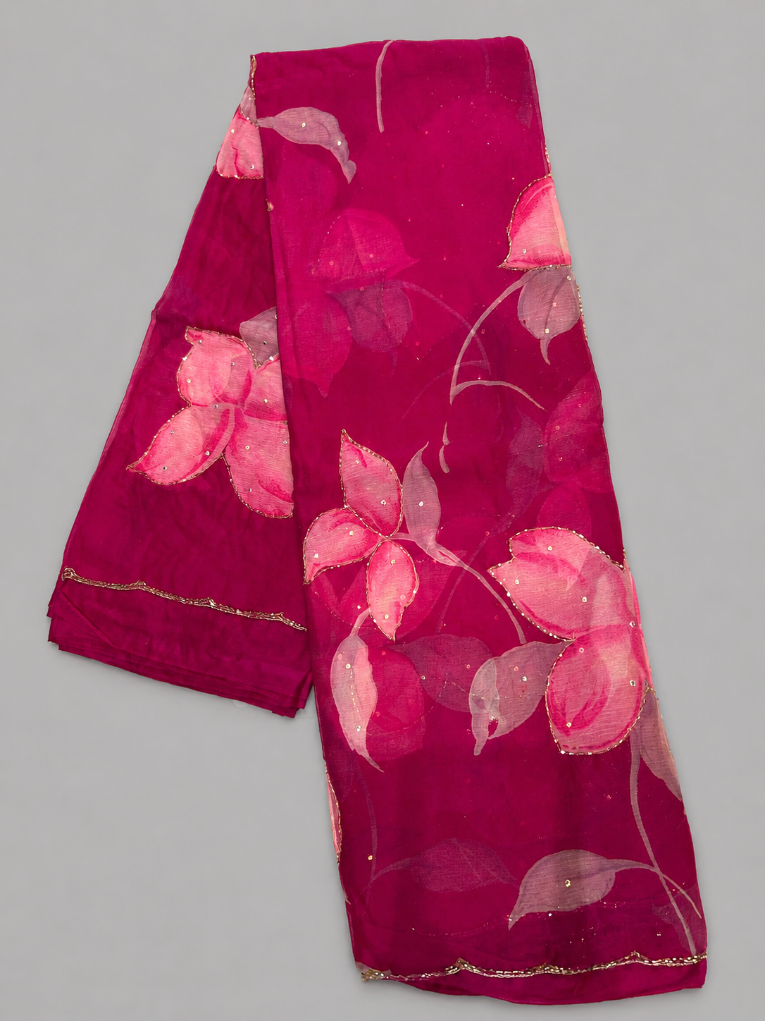 Chiffon with Cut Dana Work & Digital Floral Motifs