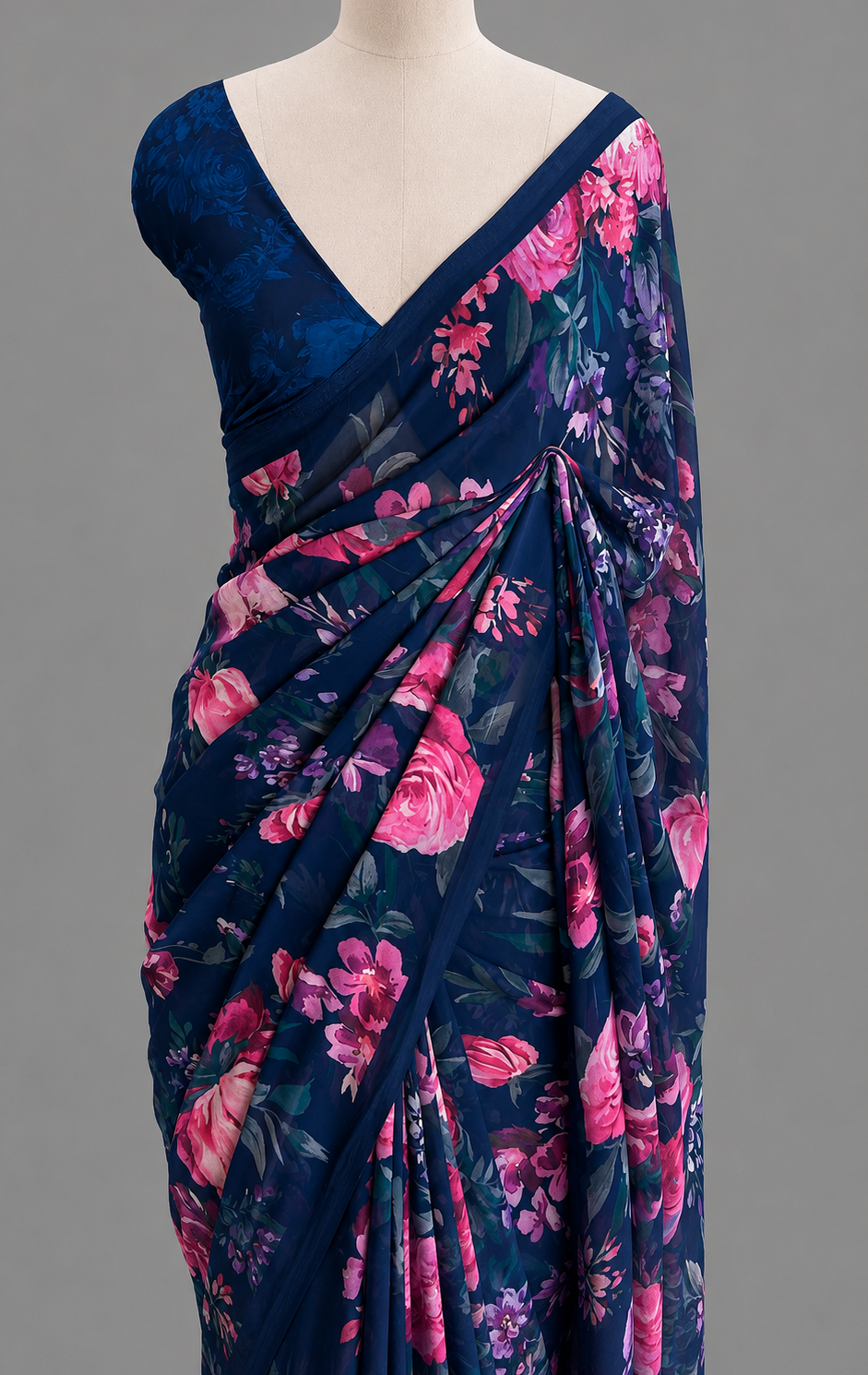 Premium Georgette Digital Floral Print Saree | Festive & Party Wear