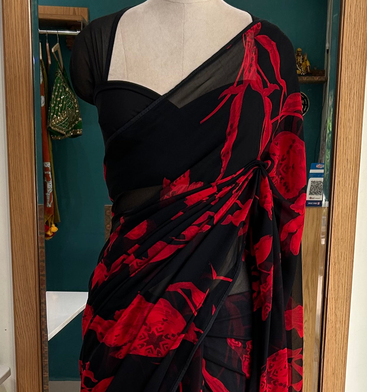 Midnight Bloom Georgette Saree