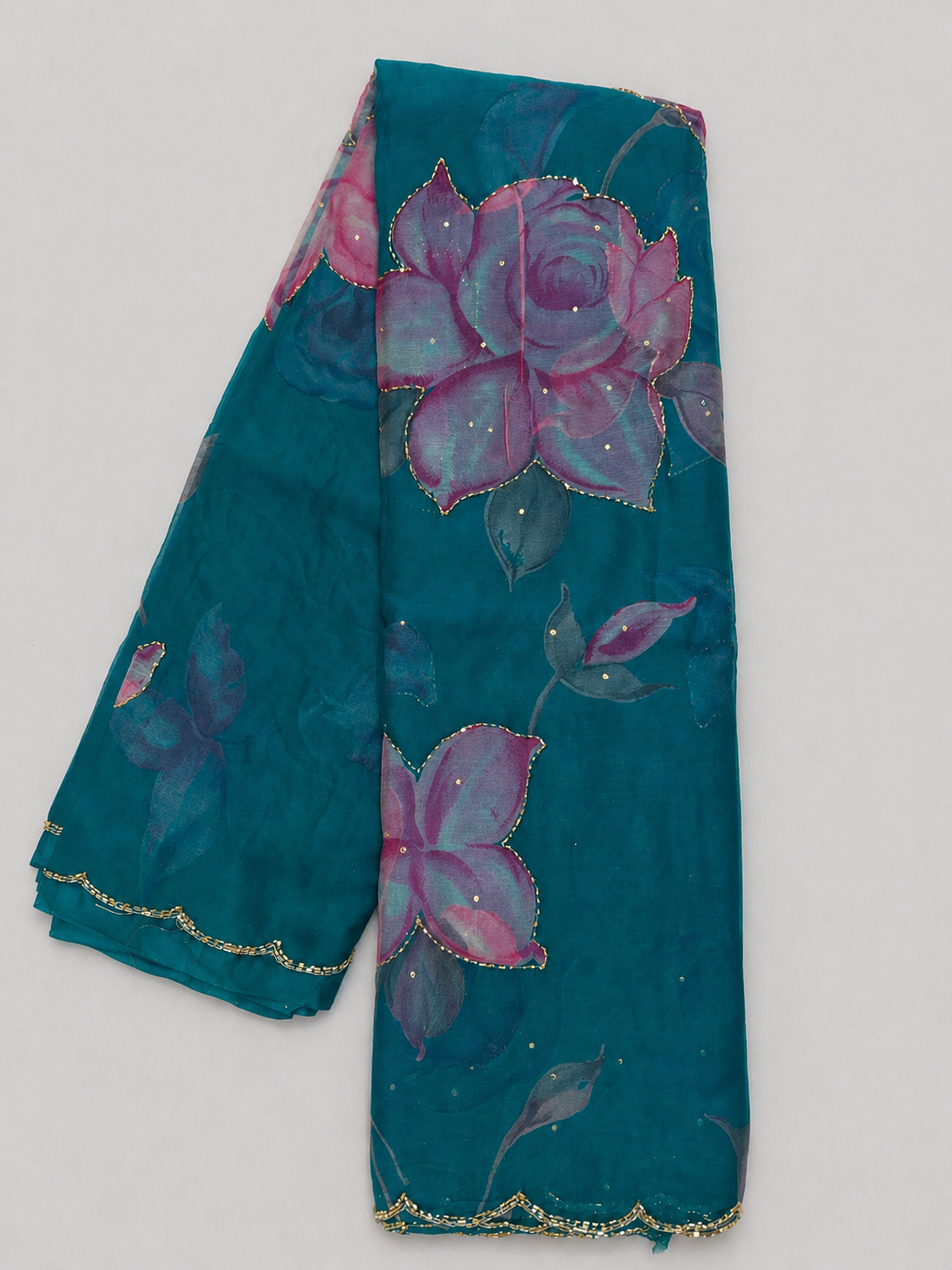 Chiffon with Cut Dana Work & Digital Floral Motifs