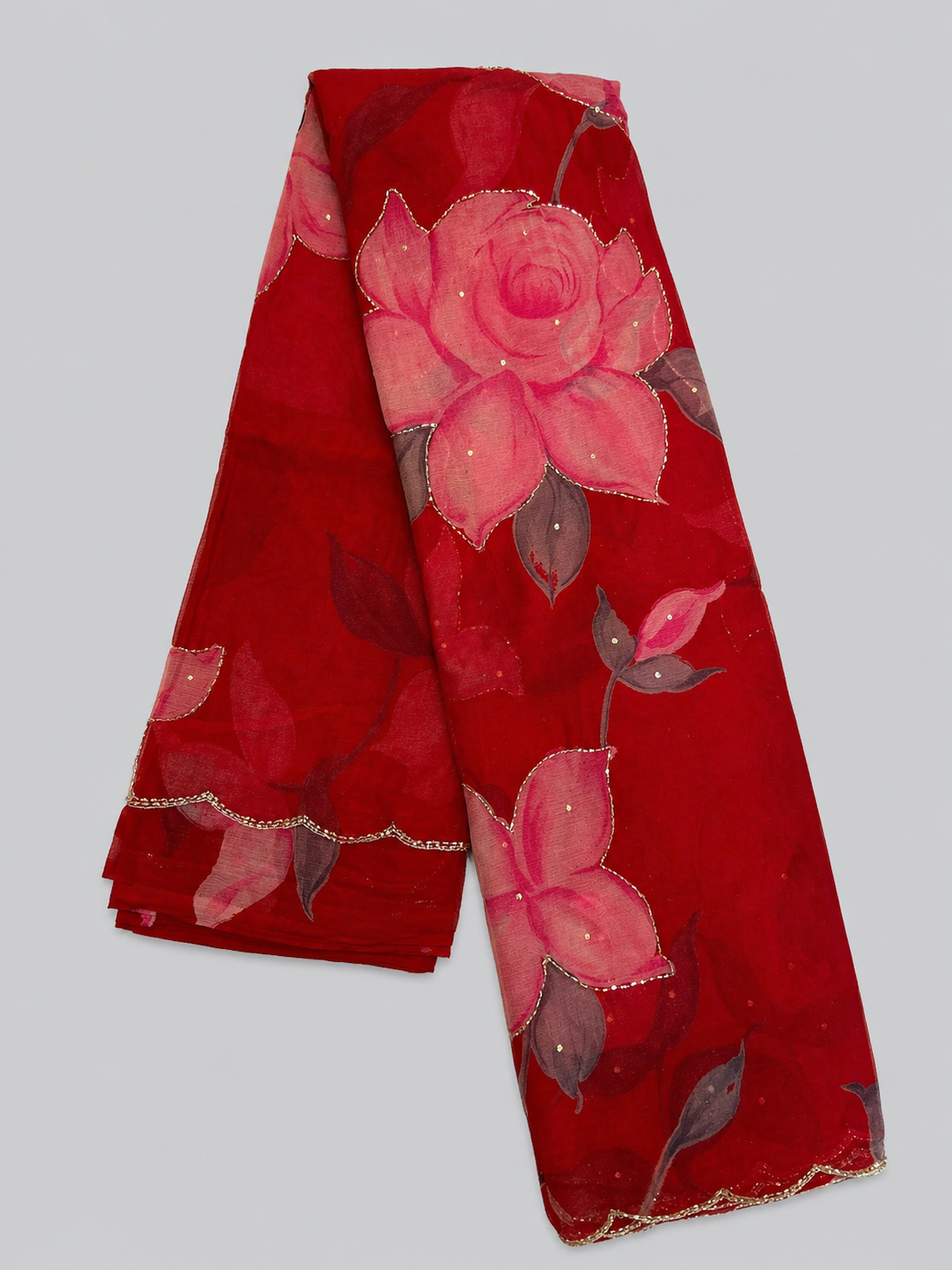 Chiffon with Cut Dana Work & Digital Floral Motifs