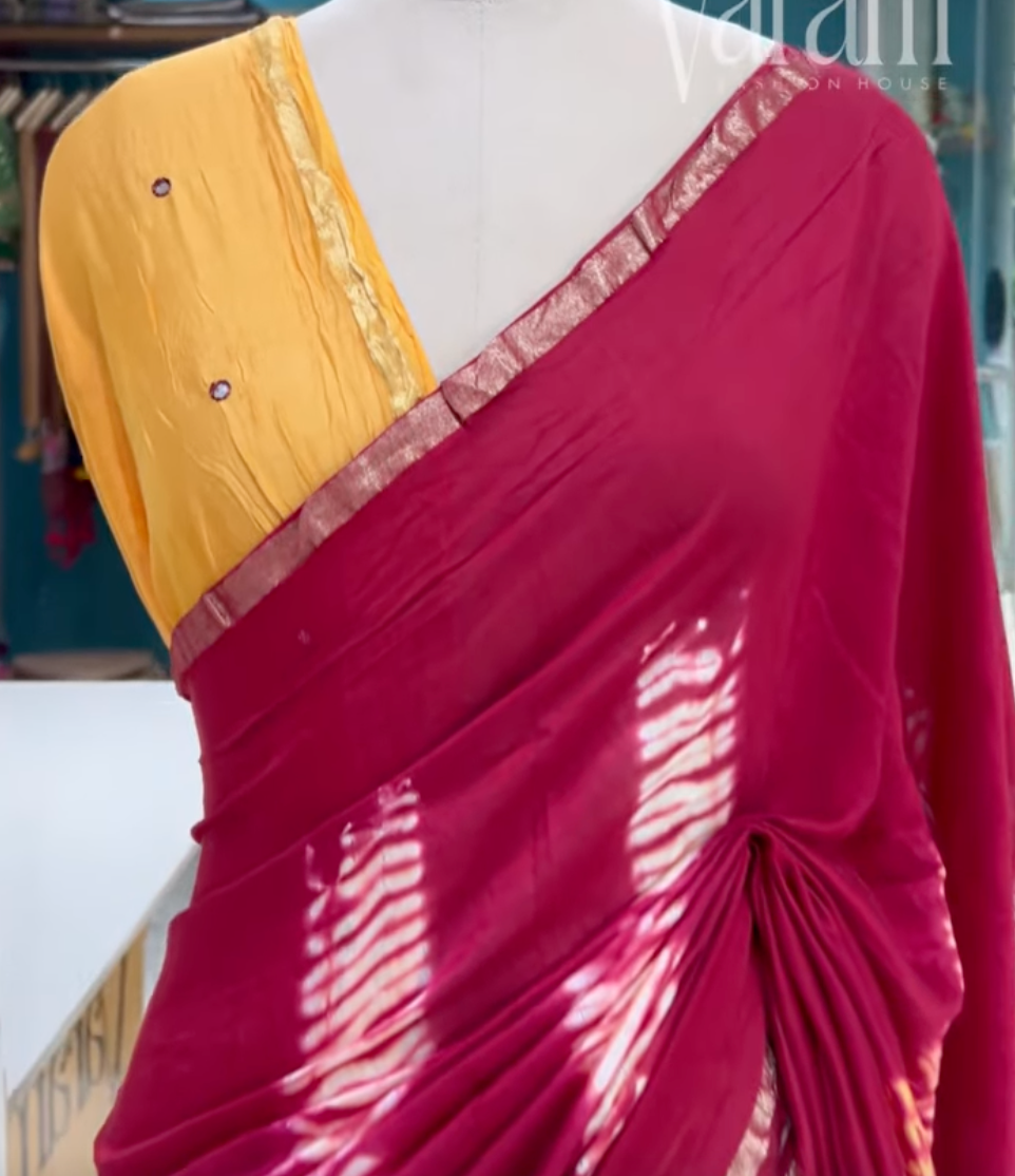 Premium Soft Chanderi Cotton Silk Saree with Shibori Prints & Appliqué Pallu