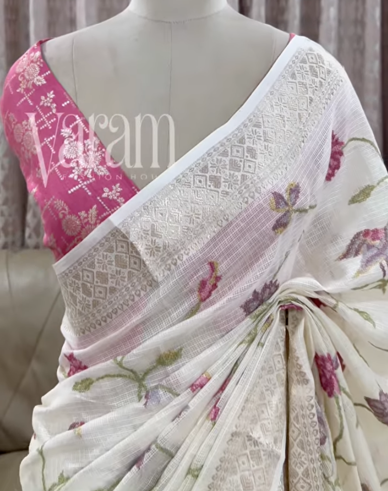 The Textured Weave Saree: Blended Kota with Brocade Contrast Blouse