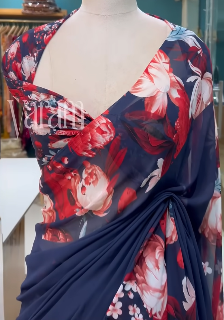 The Breezy Bloom Saree: Easy-Drape Premium Georgette