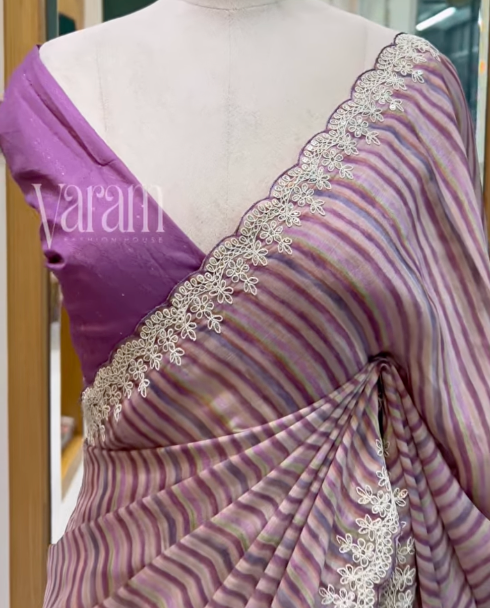 Whispering Stripes – Premium Georgette Saree