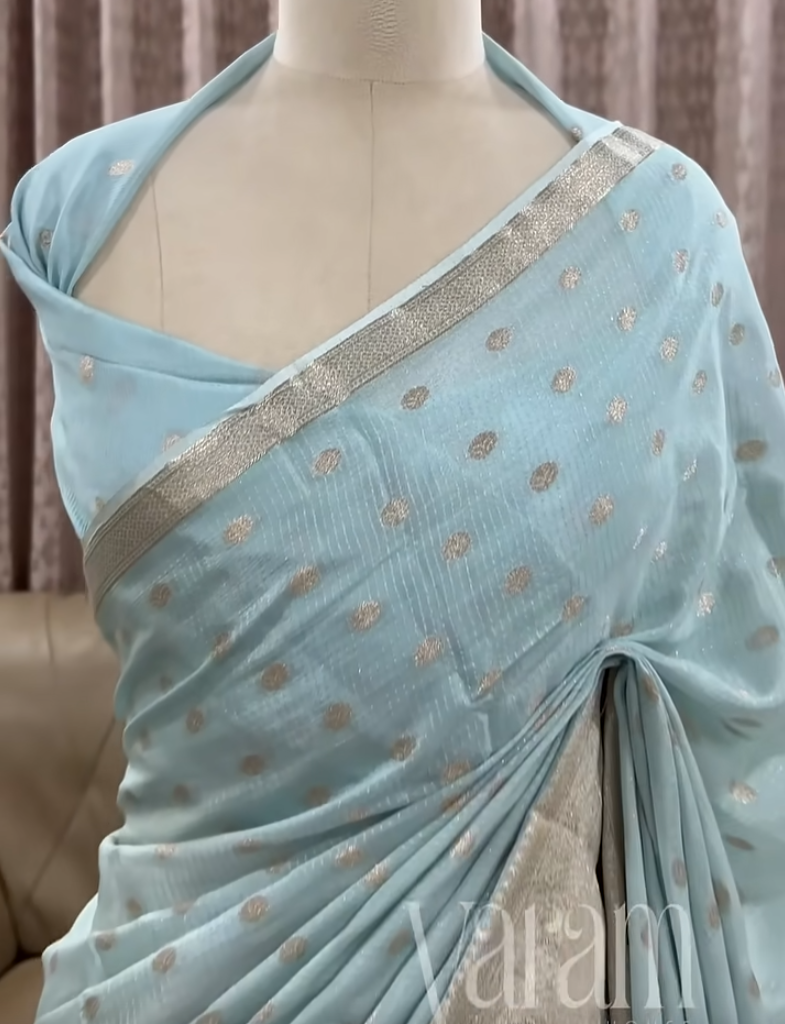 Soft and Falling Viscose Chinnon Saree with Zari Work