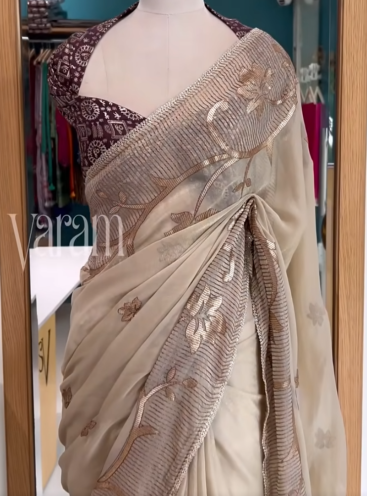 Glamour Weaves: Chiffon Saree with Sequins Glow