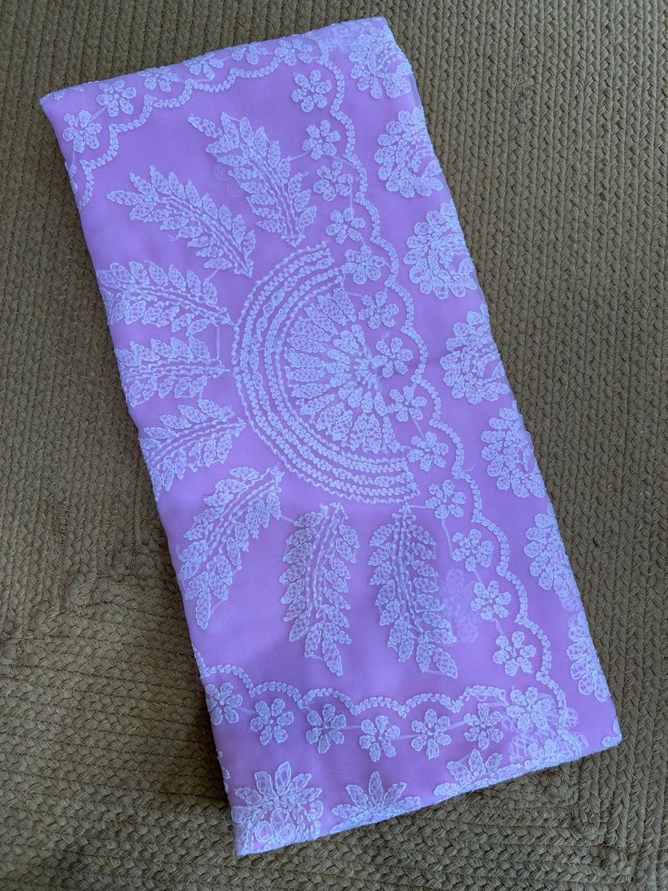 Georgette Chikankari Saree with Kalka & Fern Motifs