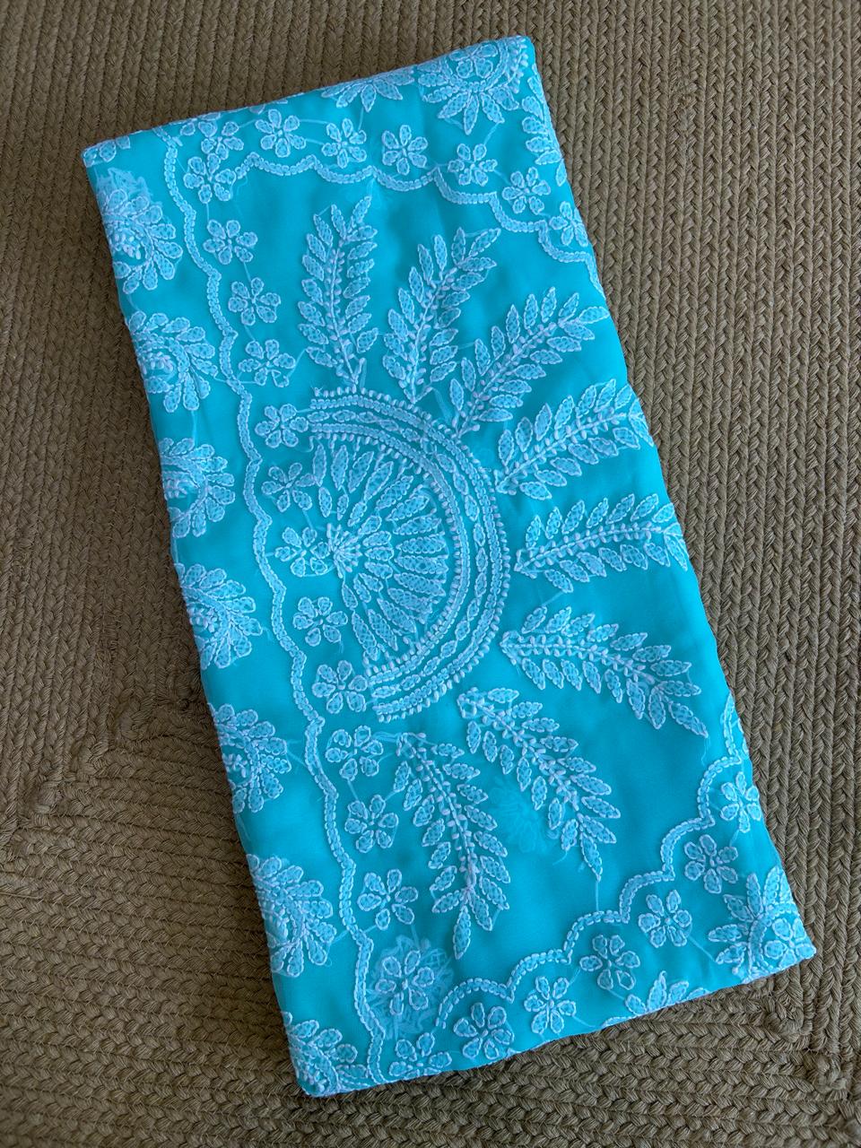 Georgette Chikankari Saree with Kalka & Fern Motifs
