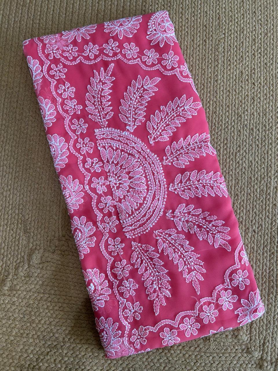 Georgette Chikankari Saree with Kalka & Fern Motifs