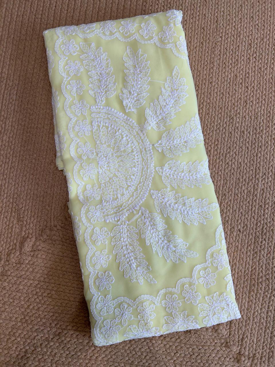 Georgette Chikankari Saree with Kalka & Fern Motifs