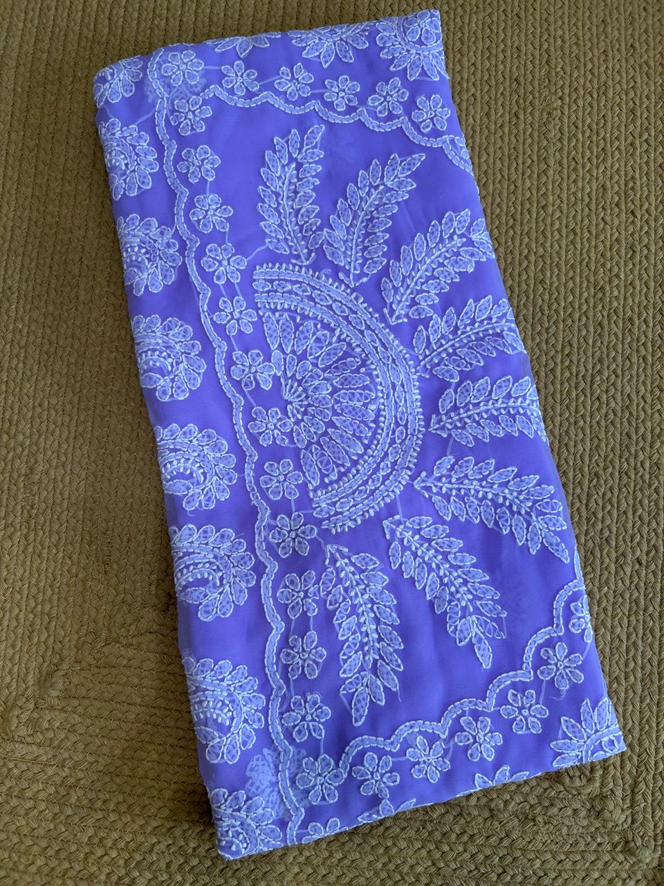 Georgette Chikankari Saree with Kalka & Fern Motifs