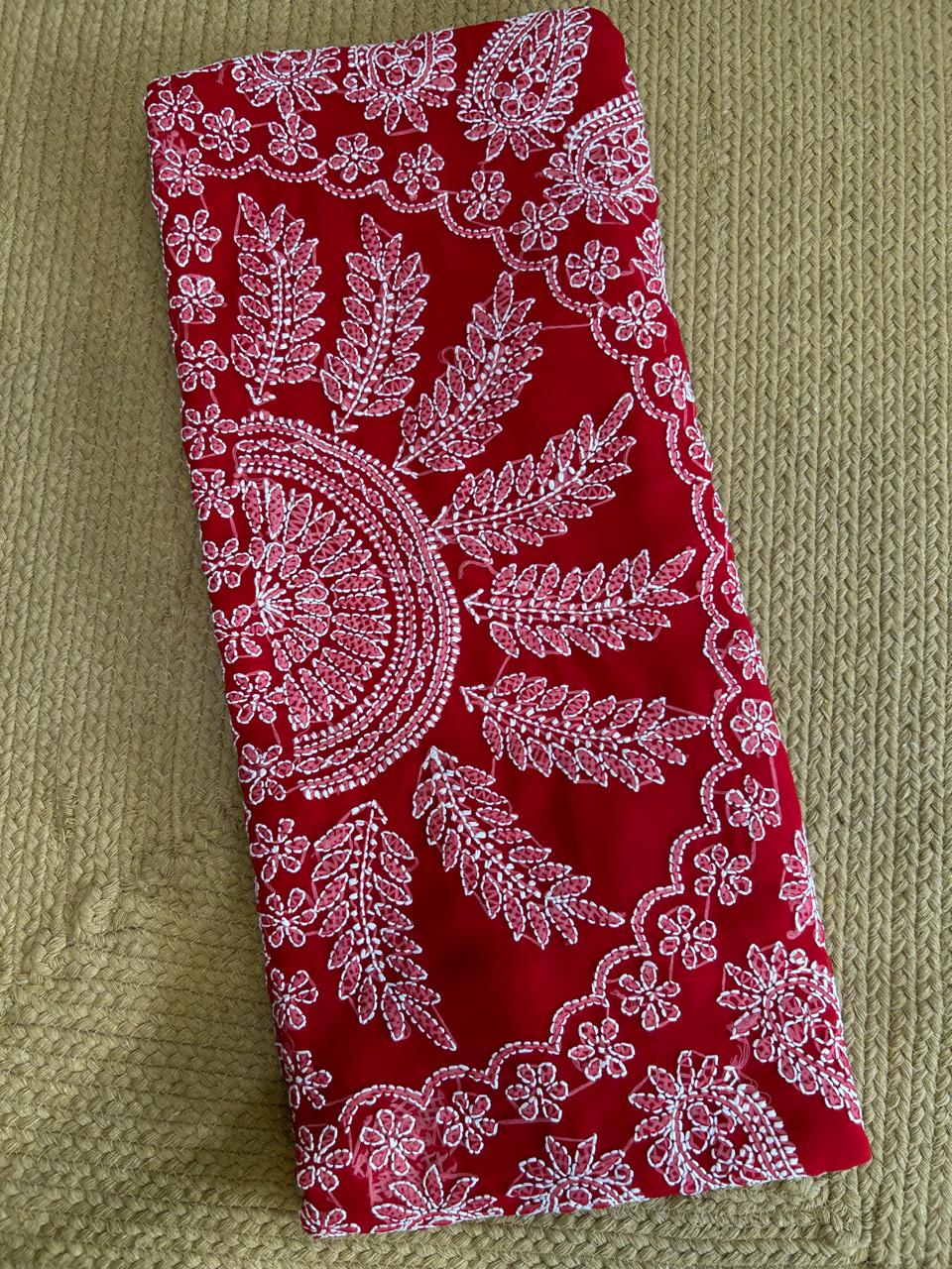Georgette Chikankari Saree with Kalka & Fern Motifs