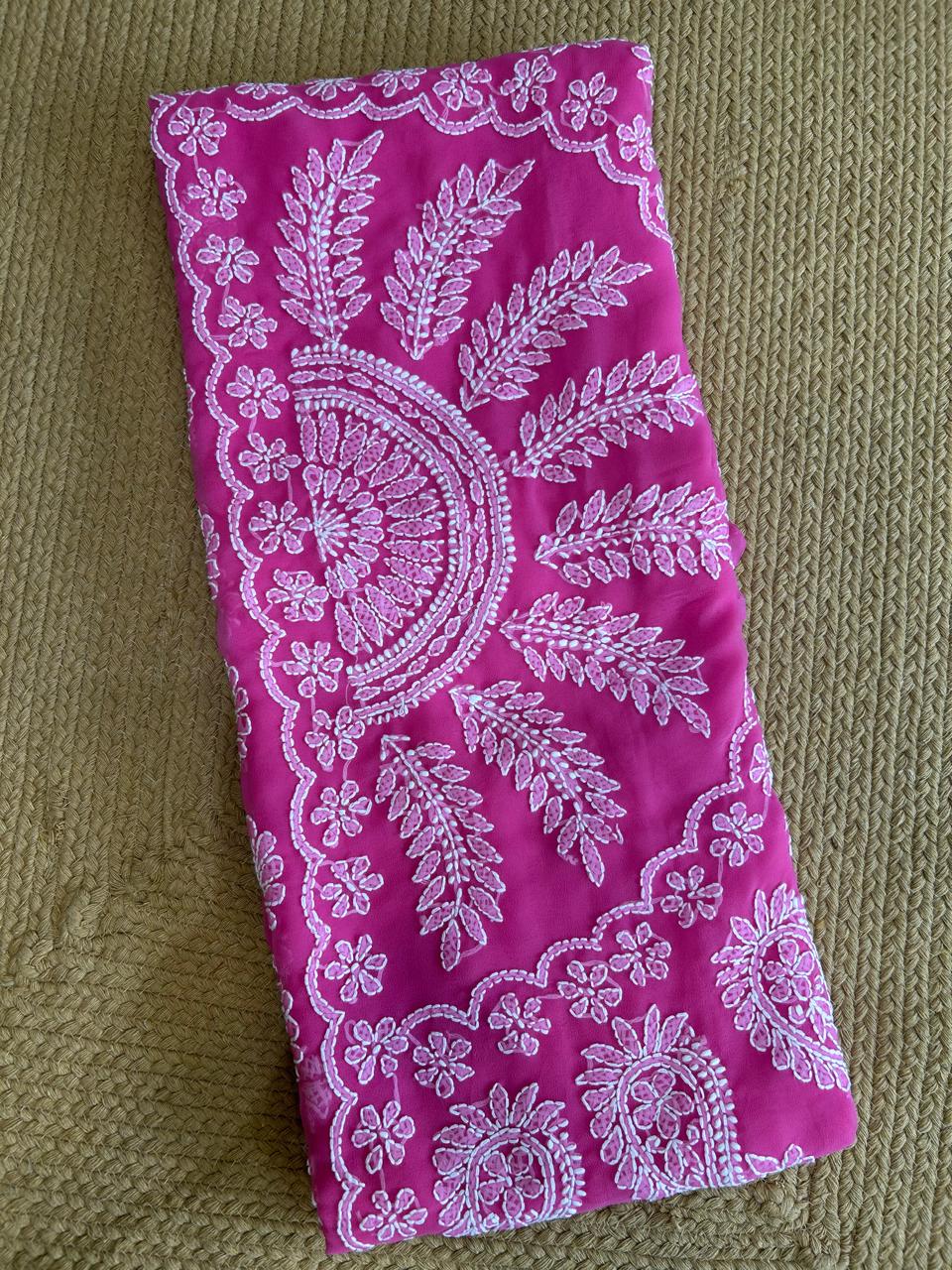 Georgette Chikankari Saree with Kalka & Fern Motifs