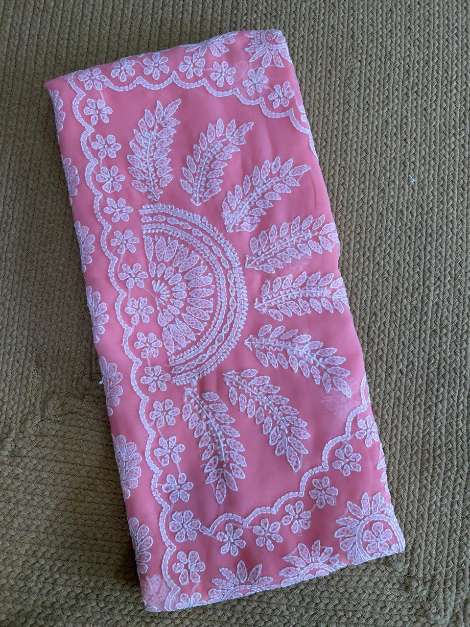 Georgette Chikankari Saree with Kalka & Fern Motifs