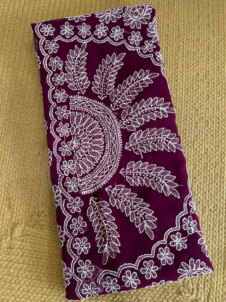 Georgette Chikankari Saree with Kalka & Fern Motifs