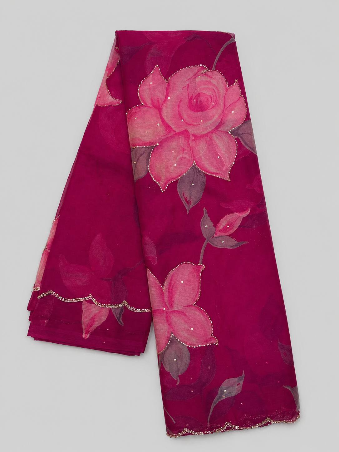 Chiffon with Cut Dana Work & Digital Floral Motifs
