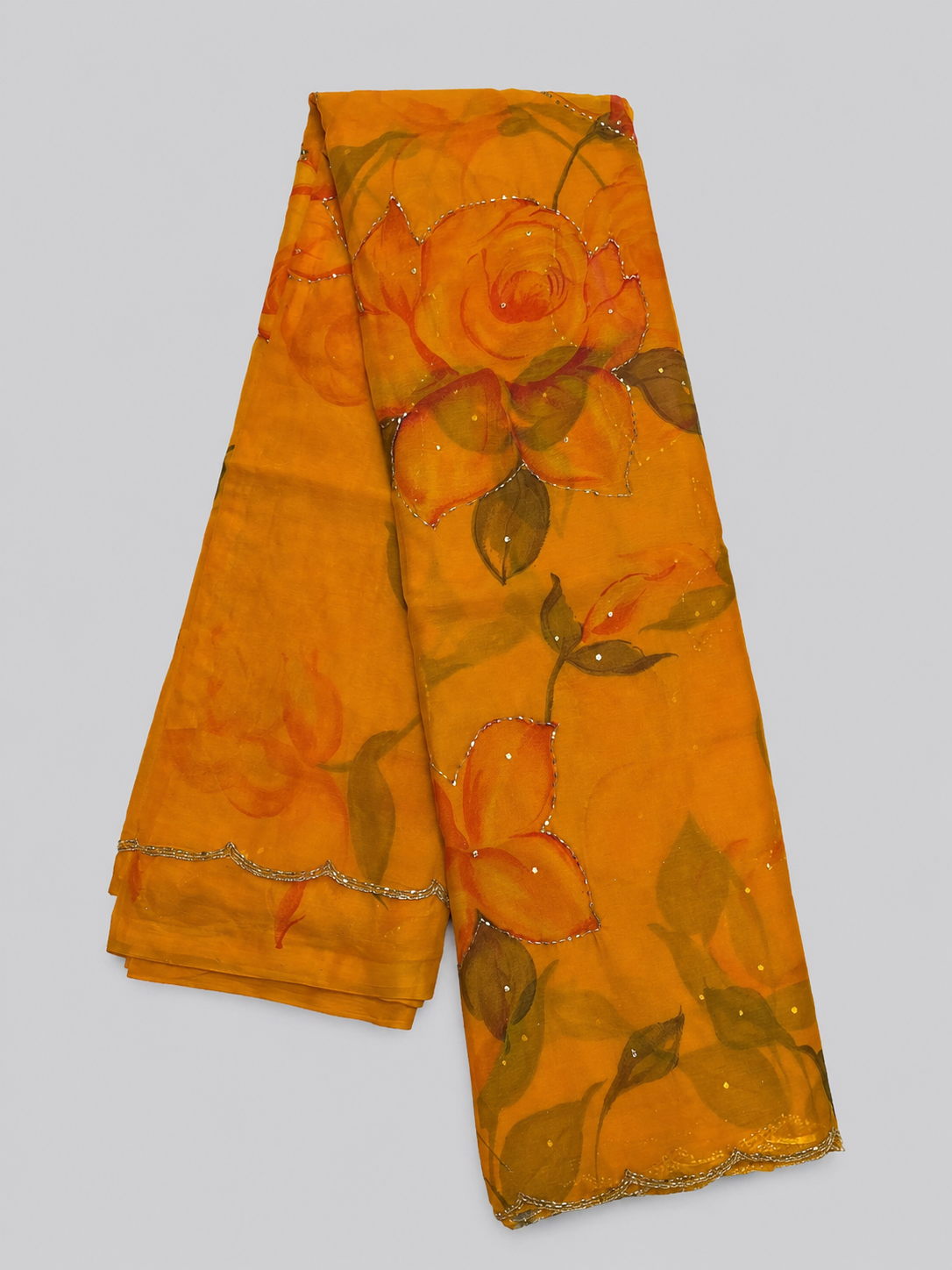Chiffon with Cut Dana Work & Digital Floral Motifs