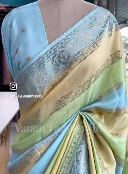Vibrant Elegance in Katan Silk Saree