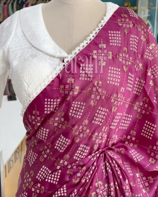 Elegant Chinnon Silk Saree with Foil Print