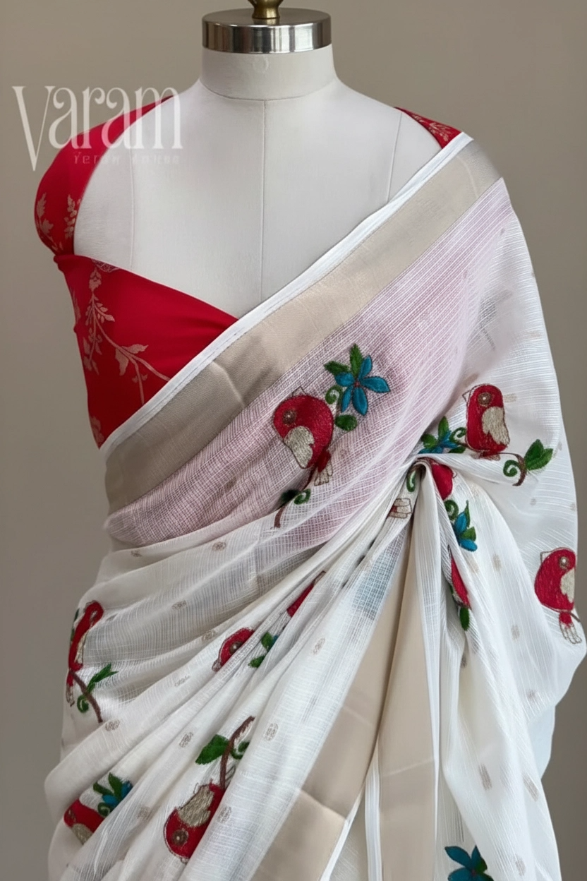 Kota with Thread Work Embroidery Saree