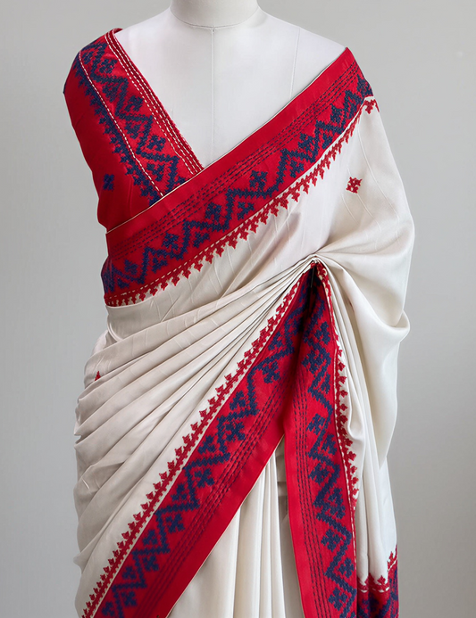 Art Silk with Kutch Work Pallu & Border