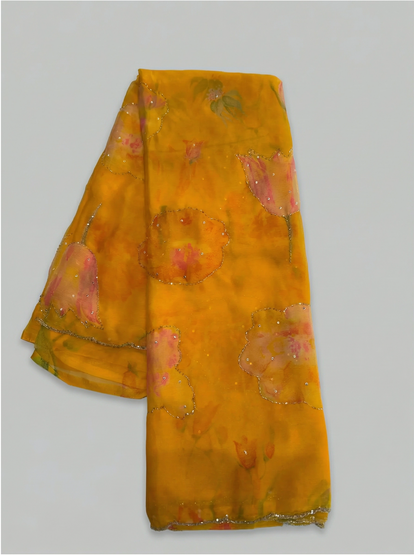 Ethereal Bloom Lightweight Chiffon Saree with Cut Dana & Scallop Work
